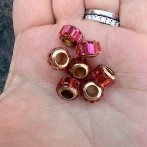 Pink baguette rhinestone spacer beads charm spacer beads jewelry making